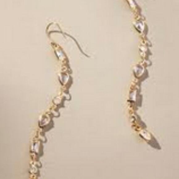 Anthropologie gold over Brass long dangling dainty earrings NEW with tags - Picture 2 of 8